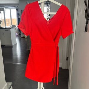 Elegant Red Wrap Dress